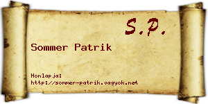 Sommer Patrik névjegykártya